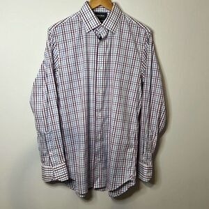 BONOBOS Men’s Slim Fit Professional Dress Shirt 16 | 35 Plaid Purple Blue White